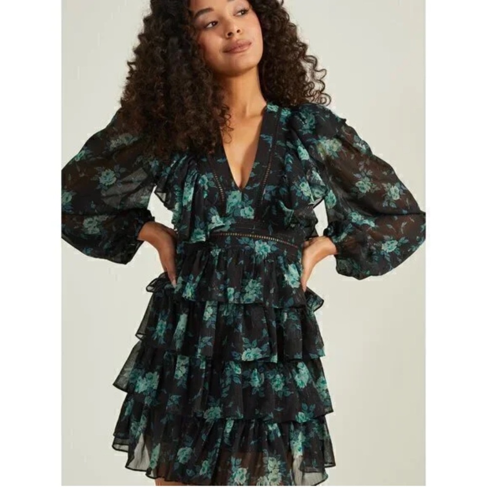 Altar’d State Maisley Floral Ruffle Mini Dress Size Medium